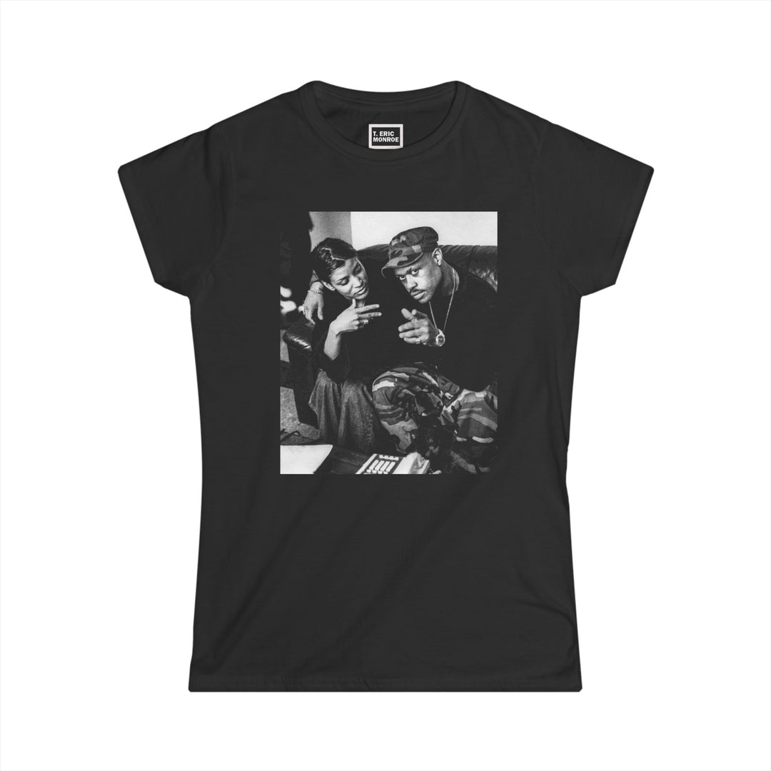 Guru (Gangstarr) & Ladybug Mecca Women's Softstyle Tee (black t-shirt)