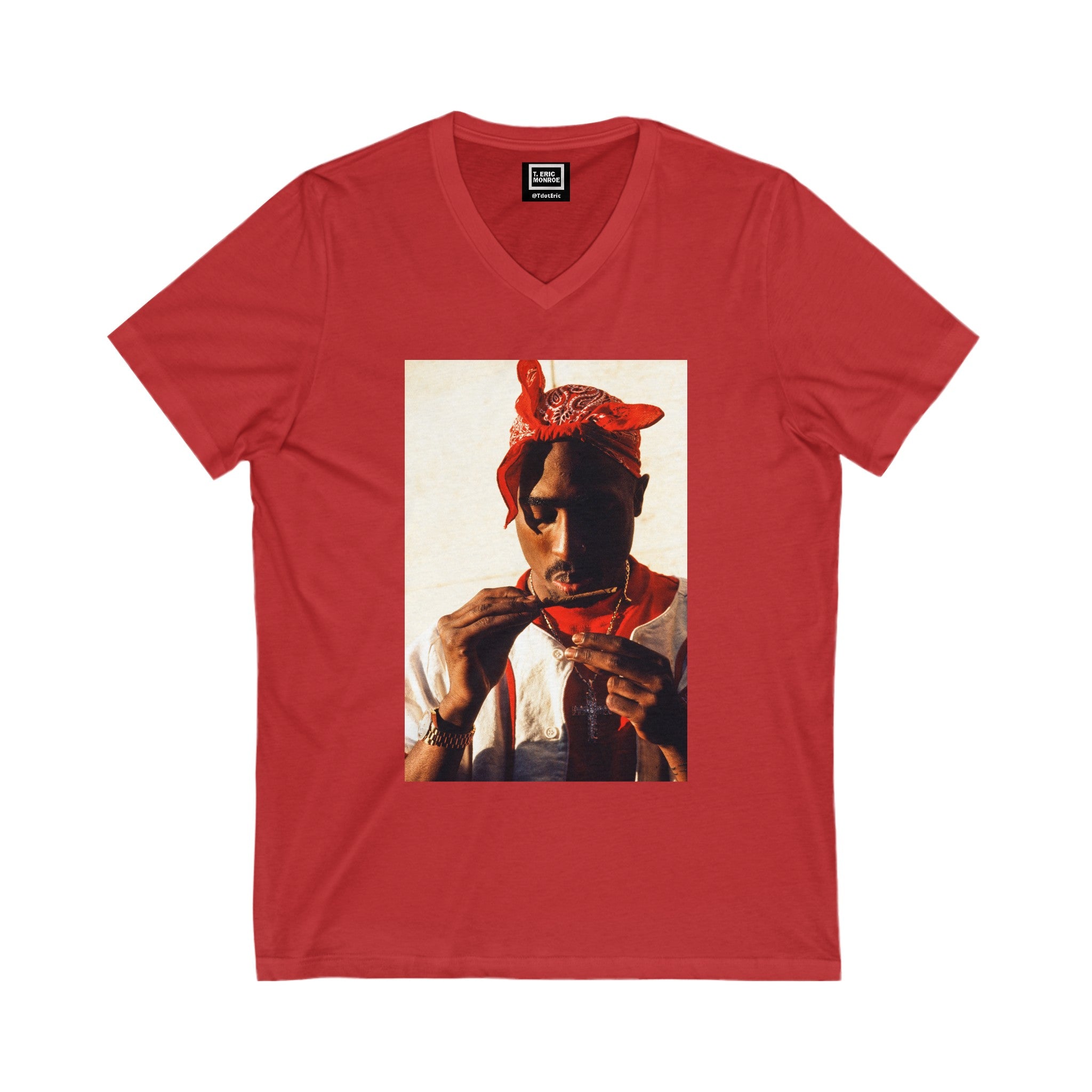 Tupac Shakur Blunt Dry Women's Short Sleeve V-Neck Tee